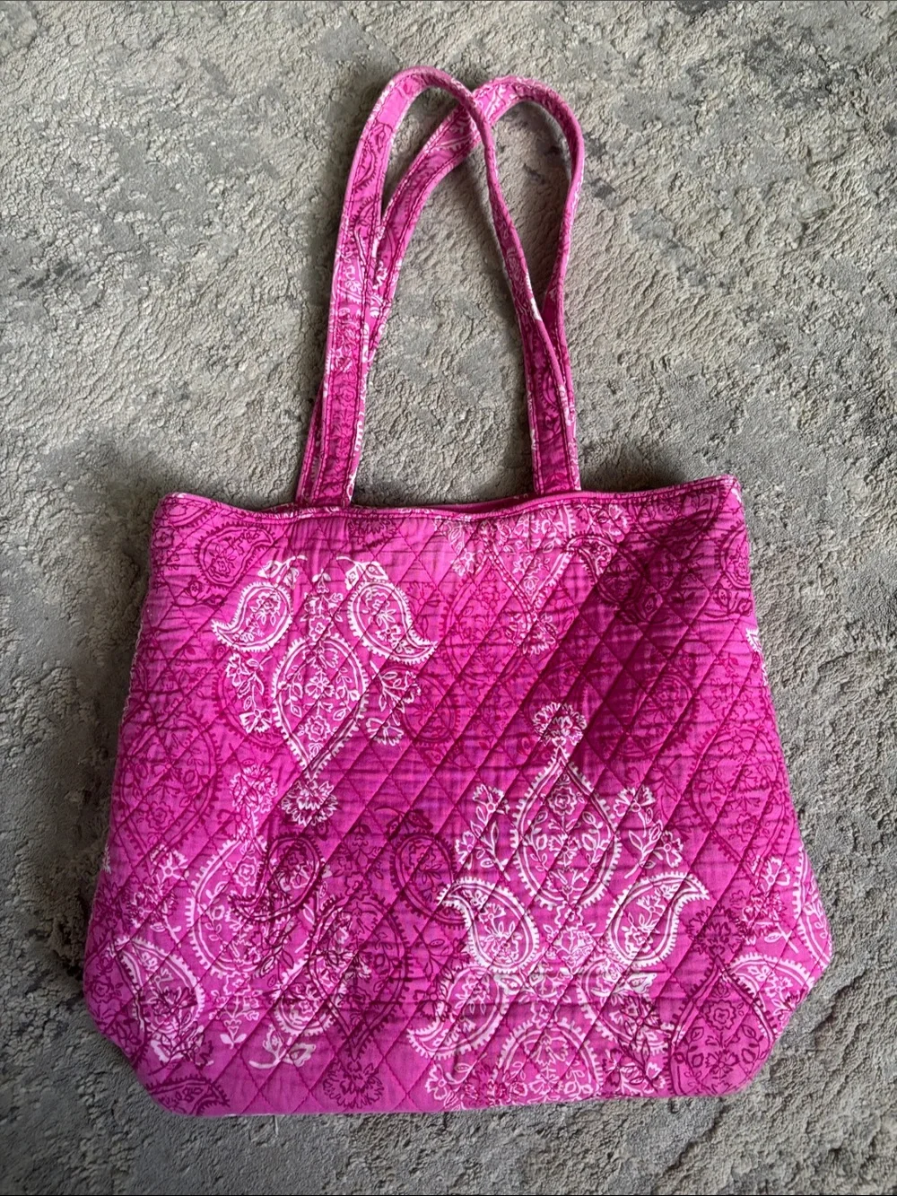 Vera Bradley Quilted Paisley Tote in Bright Pink